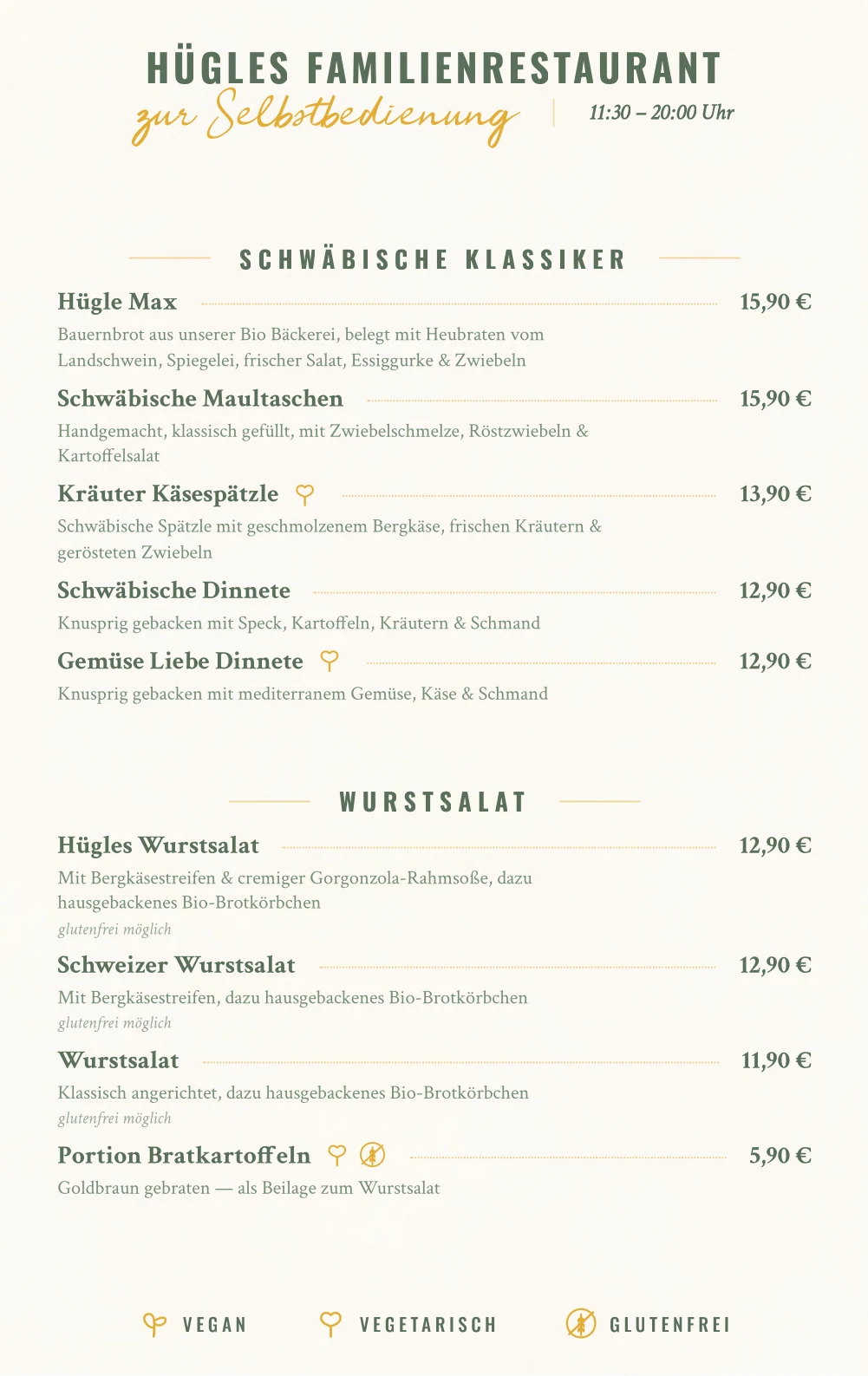 Speisekarte Seite 1